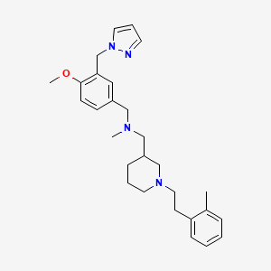 molecular formula C28H38N4O B3788726 1-[4-methoxy-3-(1H-pyrazol-1-ylmethyl)phenyl]-N-methyl-N-({1-[2-(2-methylphenyl)ethyl]-3-piperidinyl}methyl)methanamine 