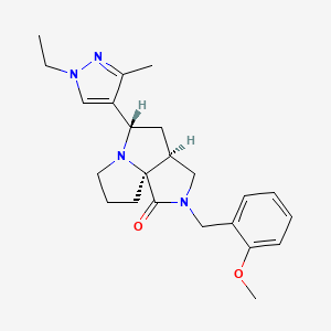 molecular formula C23H30N4O2 B3788748 (3aS*,5S*,9aS*)-5-(1-ethyl-3-methyl-1H-pyrazol-4-yl)-2-(2-methoxybenzyl)hexahydro-7H-pyrrolo[3,4-g]pyrrolizin-1(2H)-one 