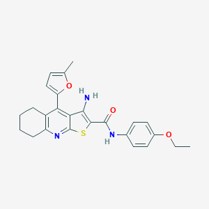 molecular formula C25H25N3O3S B378878 3-amino-N-(4-ethoxyphenyl)-4-(5-methylfuran-2-yl)-5,6,7,8-tetrahydrothieno[2,3-b]quinoline-2-carboxamide CAS No. 361154-17-8