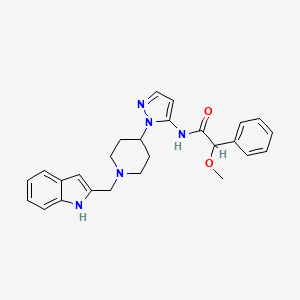 molecular formula C26H29N5O2 B3788809 N-{1-[1-(1H-indol-2-ylmethyl)-4-piperidinyl]-1H-pyrazol-5-yl}-2-methoxy-2-phenylacetamide 