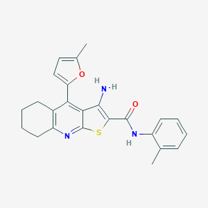 molecular formula C24H23N3O2S B378881 3-amino-4-(5-methyl-2-furyl)-N-(2-methylphenyl)-5,6,7,8-tetrahydrothieno[2,3-b]quinoline-2-carboxamide 