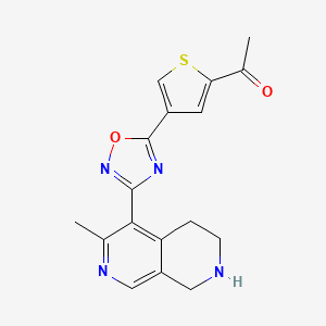 molecular formula C17H16N4O2S B3788823 1-[4-[3-(3-Methyl-5,6,7,8-tetrahydro-2,7-naphthyridin-4-yl)-1,2,4-oxadiazol-5-yl]thiophen-2-yl]ethanone 