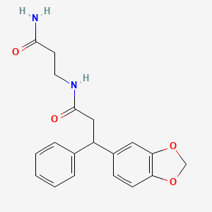 molecular formula C19H20N2O4 B3788834 N~3~-[3-(1,3-benzodioxol-5-yl)-3-phenylpropanoyl]-beta-alaninamide 