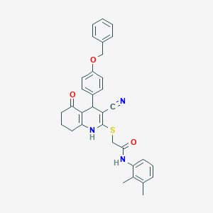 molecular formula C33H31N3O3S B378885 2-[[3-cyano-5-oxo-4-(4-phenylmethoxyphenyl)-4,6,7,8-tetrahydro-1H-quinolin-2-yl]sulfanyl]-N-(2,3-dimethylphenyl)acetamide CAS No. 370845-04-8