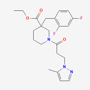 molecular formula C22H27F2N3O3 B3788854 ethyl 3-(2,4-difluorobenzyl)-1-[3-(5-methyl-1H-pyrazol-1-yl)propanoyl]-3-piperidinecarboxylate 