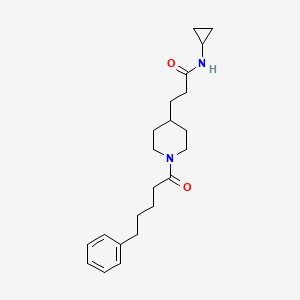 molecular formula C22H32N2O2 B3788893 N-cyclopropyl-3-[1-(5-phenylpentanoyl)-4-piperidinyl]propanamide 