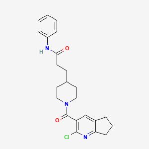 molecular formula C23H26ClN3O2 B3788915 3-{1-[(2-chloro-6,7-dihydro-5H-cyclopenta[b]pyridin-3-yl)carbonyl]-4-piperidinyl}-N-phenylpropanamide 