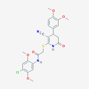 N-(4-chloro-2,5-dimethoxyphenyl)-2-[[5-cyano-4-(3,4-dimethoxyphenyl)-2-oxo-3,4-dihydro-1H-pyridin-6-yl]sulfanyl]acetamide