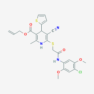 Prop-2-enyl 6-[2-(4-chloro-2,5-dimethoxyanilino)-2-oxoethyl]sulfanyl-5-cyano-2-methyl-4-thiophen-2-yl-1,4-dihydropyridine-3-carboxylate