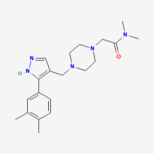 molecular formula C20H29N5O B3788963 2-[4-[[5-(3,4-dimethylphenyl)-1H-pyrazol-4-yl]methyl]piperazin-1-yl]-N,N-dimethylacetamide 