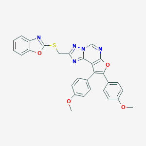 molecular formula C29H21N5O4S B378898 2-[(1,3-Benzoxazol-2-ylsulfanyl)methyl]-8,9-bis(4-methoxyphenyl)furo[3,2-e][1,2,4]triazolo[1,5-c]pyrimidine CAS No. 370577-18-7