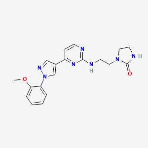 molecular formula C19H21N7O2 B3789008 1-(2-((4-(1-(2-Methoxyphenyl)-1H-pyrazol-4-yl)pyrimidin-2-yl)amino)ethyl)imidazolidin-2-one 