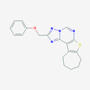 molecular formula C19H18N4OS B378901 2-(phenoxymethyl)-9,10,11,12-tetrahydro-8H-cyclohepta[4,5]thieno[3,2-e][1,2,4]triazolo[1,5-c]pyrimidine 