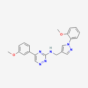 molecular formula C21H20N6O2 B3789048 5-(3-methoxyphenyl)-N-[[1-(2-methoxyphenyl)pyrazol-4-yl]methyl]-1,2,4-triazin-3-amine 