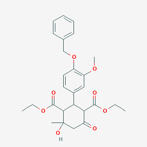 molecular formula C27H32O8 B378909 Diethyl 2-[4-(benzyloxy)-3-methoxyphenyl]-4-hydroxy-4-methyl-6-oxocyclohexane-1,3-dicarboxylate 