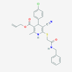 molecular formula C26H24ClN3O3S B378911 Prop-2-enyl 6-[2-(benzylamino)-2-oxoethyl]sulfanyl-4-(4-chlorophenyl)-5-cyano-2-methyl-1,4-dihydropyridine-3-carboxylate CAS No. 442556-50-5