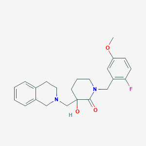 molecular formula C23H27FN2O3 B3789119 3-(3,4-dihydro-1H-isoquinolin-2-ylmethyl)-1-[(2-fluoro-5-methoxyphenyl)methyl]-3-hydroxypiperidin-2-one 