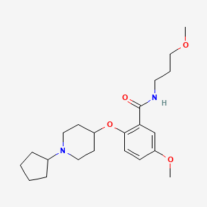 molecular formula C22H34N2O4 B3789129 2-[(1-cyclopentyl-4-piperidinyl)oxy]-5-methoxy-N-(3-methoxypropyl)benzamide 