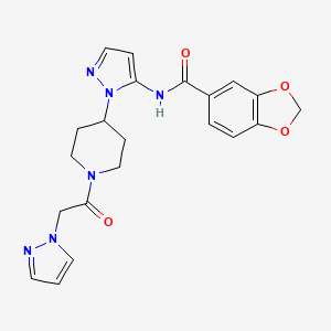 N-(1-{1-[2-(1H-pyrazol-1-yl)acetyl]-4-piperidinyl}-1H-pyrazol-5-yl)-1,3-benzodioxole-5-carboxamide