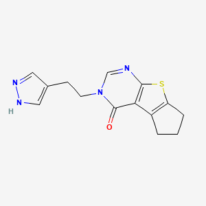 molecular formula C14H14N4OS B3789243 11-[2-(1H-pyrazol-4-yl)ethyl]-7-thia-9,11-diazatricyclo[6.4.0.02,6]dodeca-1(8),2(6),9-trien-12-one 