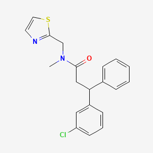 molecular formula C20H19ClN2OS B3789247 3-(3-chlorophenyl)-N-methyl-3-phenyl-N-(1,3-thiazol-2-ylmethyl)propanamide 