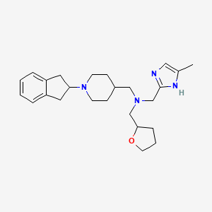 molecular formula C25H36N4O B3789262 1-[1-(2,3-dihydro-1H-inden-2-yl)piperidin-4-yl]-N-[(5-methyl-1H-imidazol-2-yl)methyl]-N-(oxolan-2-ylmethyl)methanamine 