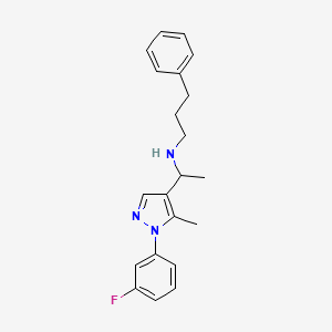 molecular formula C21H24FN3 B3789268 N-[1-[1-(3-fluorophenyl)-5-methylpyrazol-4-yl]ethyl]-3-phenylpropan-1-amine 