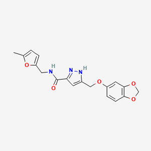 5-(1,3-benzodioxol-5-yloxymethyl)-N-[(5-methylfuran-2-yl)methyl]-1H-pyrazole-3-carboxamide