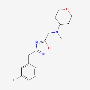 molecular formula C16H20FN3O2 B3789280 N-{[3-(3-fluorobenzyl)-1,2,4-oxadiazol-5-yl]methyl}-N-methyltetrahydro-2H-pyran-4-amine 