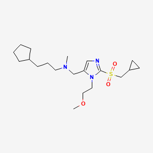 molecular formula C20H35N3O3S B3789334 (3-cyclopentylpropyl){[2-[(cyclopropylmethyl)sulfonyl]-1-(2-methoxyethyl)-1H-imidazol-5-yl]methyl}methylamine 