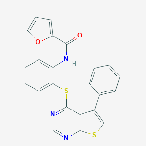 molecular formula C23H15N3O2S2 B378934 N-[2-(5-phenylthieno[2,3-d]pyrimidin-4-yl)sulfanylphenyl]furan-2-carboxamide CAS No. 461652-43-7