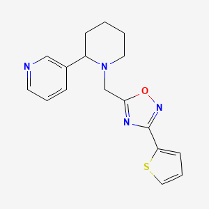 molecular formula C17H18N4OS B3789349 5-[(2-Pyridin-3-ylpiperidin-1-yl)methyl]-3-thiophen-2-yl-1,2,4-oxadiazole 