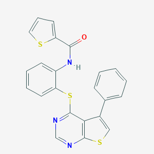 molecular formula C23H15N3OS3 B378935 N-{2-[(5-phenylthieno[2,3-d]pyrimidin-4-yl)sulfanyl]phenyl}-2-thiophenecarboxamide 