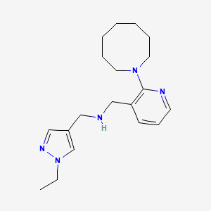 molecular formula C19H29N5 B3789351 1-[2-(1-azocanyl)-3-pyridinyl]-N-[(1-ethyl-1H-pyrazol-4-yl)methyl]methanamine 