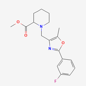 molecular formula C18H21FN2O3 B3789353 methyl 1-{[2-(3-fluorophenyl)-5-methyl-1,3-oxazol-4-yl]methyl}-2-piperidinecarboxylate 