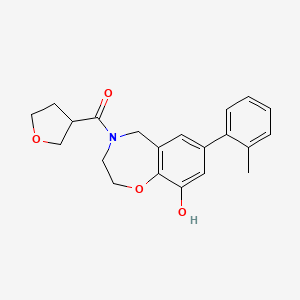 molecular formula C21H23NO4 B3789362 7-(2-methylphenyl)-4-(tetrahydrofuran-3-ylcarbonyl)-2,3,4,5-tetrahydro-1,4-benzoxazepin-9-ol 