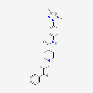 molecular formula C26H30N4O B3789365 N-[4-(3,5-dimethylpyrazol-1-yl)phenyl]-1-[(E)-3-phenylprop-2-enyl]piperidine-4-carboxamide 