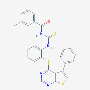 molecular formula C27H20N4OS3 B378937 N-(3-methylbenzoyl)-N'-{2-[(5-phenylthieno[2,3-d]pyrimidin-4-yl)sulfanyl]phenyl}thiourea 