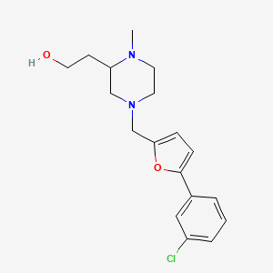 molecular formula C18H23ClN2O2 B3789379 2-(4-{[5-(3-chlorophenyl)-2-furyl]methyl}-1-methyl-2-piperazinyl)ethanol 