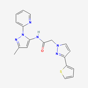 molecular formula C18H16N6OS B3789382 N-(5-methyl-2-pyridin-2-ylpyrazol-3-yl)-2-(3-thiophen-2-ylpyrazol-1-yl)acetamide 