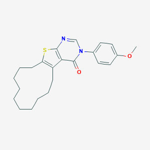 molecular formula C23H28N2O2S B378939 3-(4-methoxyphenyl)-5,6,7,8,9,10,11,12,13,14-decahydrocyclododeca[4,5]thieno[2,3-d]pyrimidin-4(3H)-one CAS No. 446871-73-4