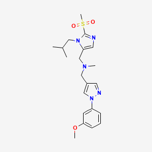 molecular formula C21H29N5O3S B3789396 1-[1-isobutyl-2-(methylsulfonyl)-1H-imidazol-5-yl]-N-{[1-(3-methoxyphenyl)-1H-pyrazol-4-yl]methyl}-N-methylmethanamine 