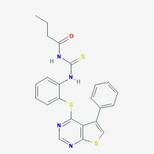 molecular formula C23H20N4OS3 B378940 N-butyryl-N'-{2-[(5-phenylthieno[2,3-d]pyrimidin-4-yl)sulfanyl]phenyl}thiourea 