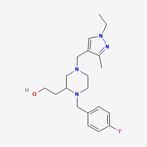 2-[4-[(1-ethyl-3-methyl-1H-pyrazol-4-yl)methyl]-1-(4-fluorobenzyl)-2-piperazinyl]ethanol