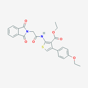 molecular formula C25H22N2O6S B378945 ethyl 2-{[(1,3-dioxo-1,3-dihydro-2H-isoindol-2-yl)acetyl]amino}-4-(4-ethoxyphenyl)-3-thiophenecarboxylate 