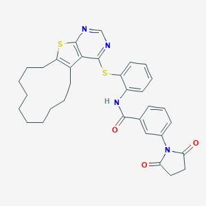 N-[2-(5,6,7,8,9,10,11,12,13,14-decahydrocyclododeca[4,5]thieno[2,3-d]pyrimidin-4-ylsulfanyl)phenyl]-3-(2,5-dioxo-1-pyrrolidinyl)benzamide