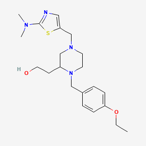 molecular formula C21H32N4O2S B3789487 2-[4-{[2-(dimethylamino)-1,3-thiazol-5-yl]methyl}-1-(4-ethoxybenzyl)-2-piperazinyl]ethanol 