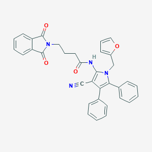 molecular formula C34H26N4O4 B378954 N-[3-cyano-1-(2-furylmethyl)-4,5-diphenyl-1H-pyrrol-2-yl]-4-(1,3-dioxo-1,3-dihydro-2H-isoindol-2-yl)butanamide 