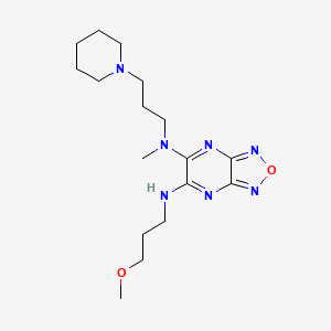 molecular formula C17H29N7O2 B3789556 6-N-(3-methoxypropyl)-5-N-methyl-5-N-(3-piperidin-1-ylpropyl)-[1,2,5]oxadiazolo[3,4-b]pyrazine-5,6-diamine 