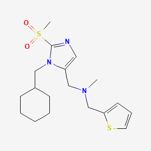 molecular formula C18H27N3O2S2 B3789561 1-[1-(cyclohexylmethyl)-2-(methylsulfonyl)-1H-imidazol-5-yl]-N-methyl-N-(2-thienylmethyl)methanamine 